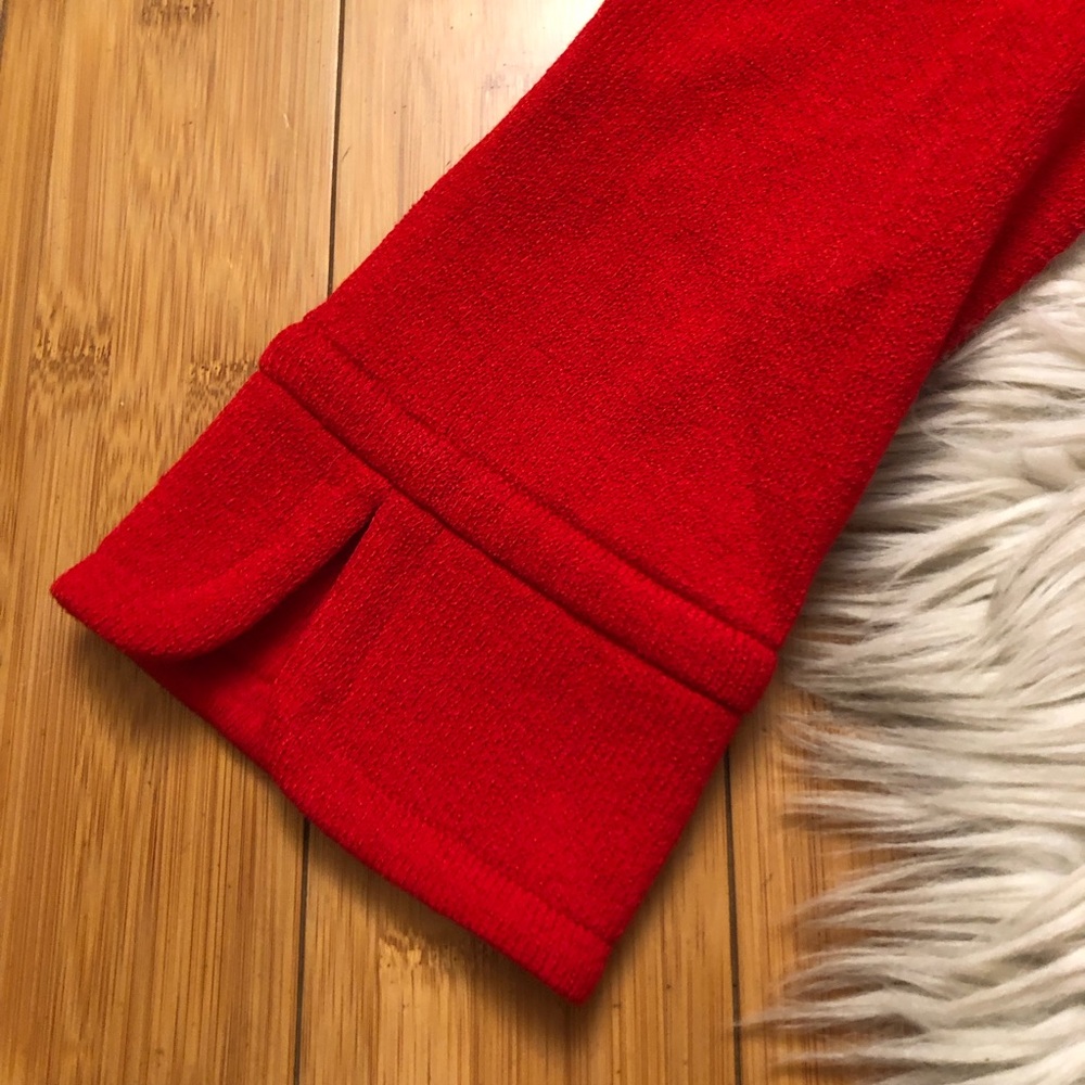 St. John Santana Wool Zip Up Fitted Cropped Bright Red Womens Knit Jacket size L - Picture 5 of 14